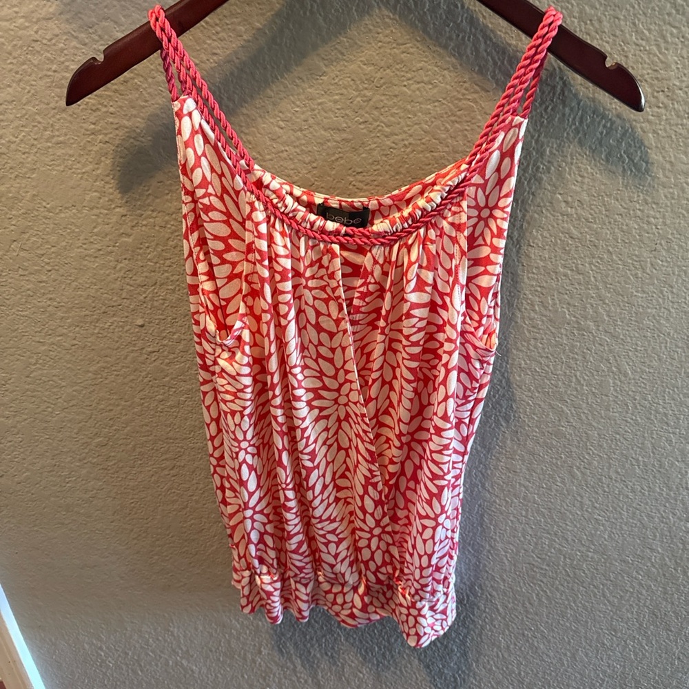 Bebe 100% Silk Printed Halter Top – Size Medium
